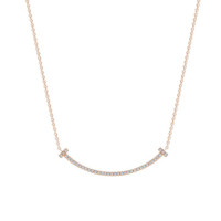 Tiffany&Co. 蒂芙尼 T系列 18K玫瑰金镶嵌钻石 笑脸项链