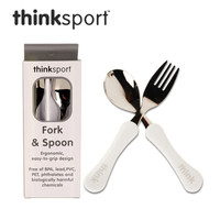 Thinksport(辛克宝贝) 美国进口婴儿童餐具刀叉 不锈钢刀叉 浅灰色 *4件