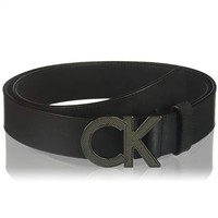 Calvin Klein 男士 38 毫米扁平皮带光滑哑光皮带