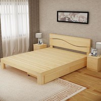 亿宸贵苏 实木简易木床 双人床 1.5 1.8米大床松木儿童床1米单人床1.2米