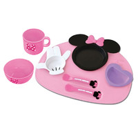 锦化成 幼儿PP餐具餐盘套装 迪士尼粉色米老鼠 8件套