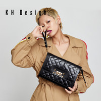 KHDesign明治女包专柜同款经典菱格斜跨包锁扣包真皮单肩包