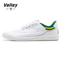 VOLLEY帆布鞋 古典款小白鞋 网球拍图案 软底舒适透气 运动休闲鞋 绿白 42