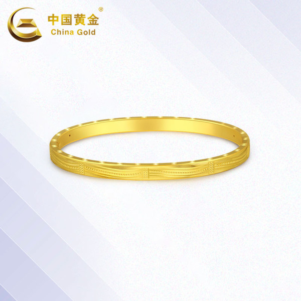 商品china gold 中国黄金 手镯金手镯贵妃镯车花开口手镯