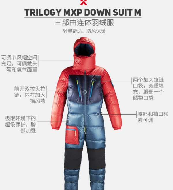 珠峰必备:millet觅乐miv8463男子极地保暖连体羽绒服