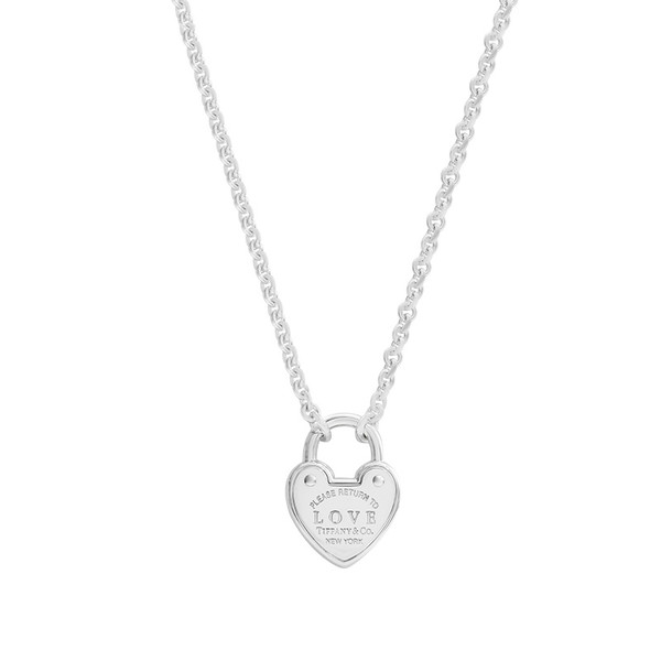 商品tiffany/蒂芙尼正品时尚潮款心形锁吊坠纯银项链女锁骨链36340282