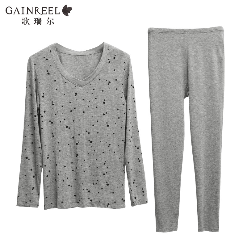 歌瑞尔冬季性感情侣时尚内衣男女士舒适打底秋衣秋裤套装