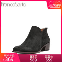 FRANCO SARTO女鞋新款反绒及踝靴侧缝尖头平底短靴C05A4 *2件