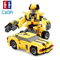 CaDA 咔搭 双鹰积木变形汽车人 小黄蜂跑车模型267颗粒