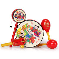 依妹儿（YME）婴儿玩具拨浪鼓 0-1岁手摇鼓套装乐器宝宝经典怀旧早教益智玩具 吉祥5件套