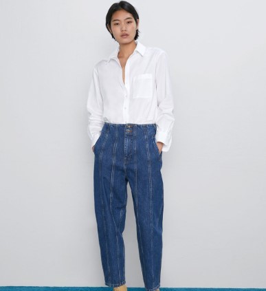 ZARA 08228234407 女装高腰宽松牛仔裤