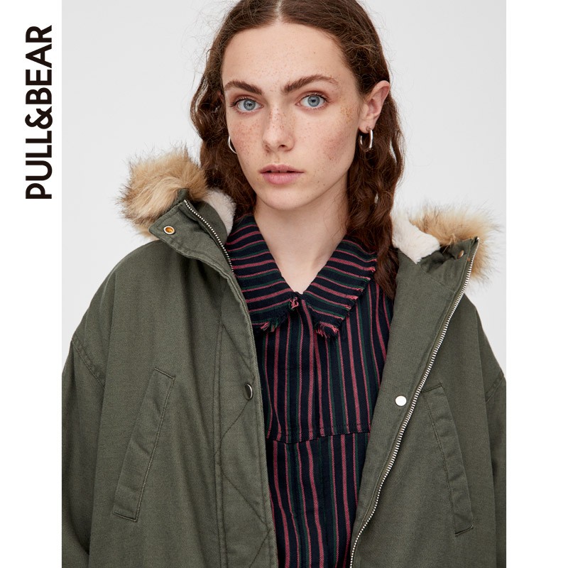 PULL&BEAR 09716202 女士中长款派克外套