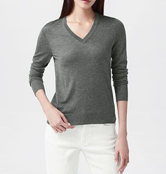 lativ 诚衣 43784 女士V领套衫针织衫