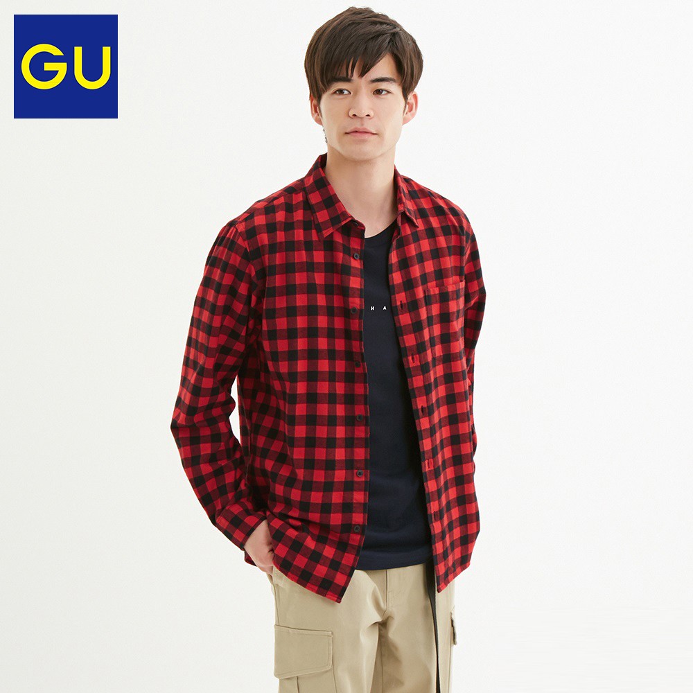 GU 极优 317397 男士法兰绒格子衬衫