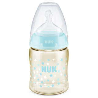 NUK宽口径PPSU彩色奶瓶150ml配防胀气奶嘴(0-6个月硅胶中圆孔)星星款