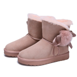 商品骆驼牌 雪地靴女时尚甜美舒适保暖套筒厚底 w84519500 粉色 38