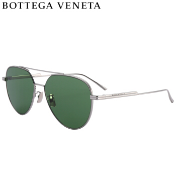 葆蝶家(BOTTEGA VENETA)太阳镜男女 墨镜 绿色镜片银色镜框BV1013SK 010 59mm