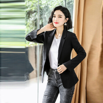 米兰茵（MILANYIN）女装2019小西装女中袖职业V领宽松工作服正装女装时尚 NYml190 图色 4XL