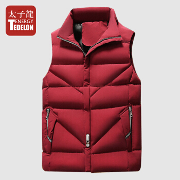 太子龙 TEDELON 马甲男 2019秋冬季新款厚款立领修身保暖坎肩无袖时尚休闲马夹上衣SS-1888 红色 XL