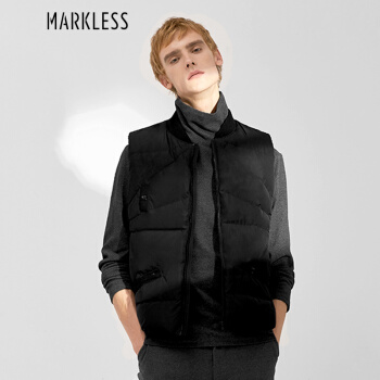 MARKLESS 马甲男90%白鸭绒羽绒服休闲保暖坎肩羽绒马甲外胎YRA8351M黑色180/96（XL）