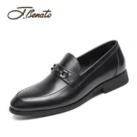 宾度 （J.Benato）  英伦商务皮鞋男士头层牛皮百搭套脚正装婚鞋   T8C421 黑色 43