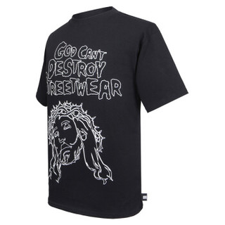 商品gcds 男士黑色棉质字母头像图案短袖t恤衫 ss19m020062 02 l码