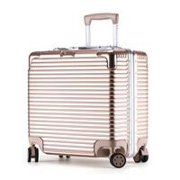 沃趣（woqu）铝框拉杆箱女行李箱18英寸登机箱万向轮旅行箱密码箱男旅行小箱子WQ803LK金色