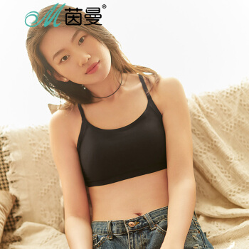 茵曼（INMAN）9882432048 舒适亲肤高弹蕾丝美背透气抹胸 黑色 均码
