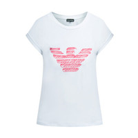 EMPORIO ARMANI 阿玛尼奢侈品女士短袖针织T恤衫 3Z2T80-2JQAZ WHITE-0100 40