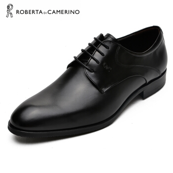诺贝达 ROBERTA DI CAMERINO 男士商务休闲系带胎牛皮尖头正装鞋 黑色 39