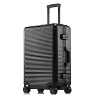 旅行之家（Travelhouse）铝框拉杆箱 万向轮行李箱男女士登机箱旅行箱密码箱WG007 黑色 24英寸