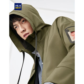 HLA海澜之家风衣2019秋季新品净色带帽时尚长款防风外套HWFAD3R016A卡其(16)180/96A(52) cz