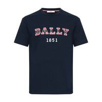 BALLY 巴利 男士海军蓝LOGO图案棉质圆领短袖T恤 M5CA461F 7S254 710 6227267 M码