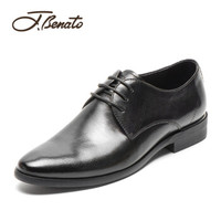 宾度（J.Benato）男士商务正装简约头层牛皮舒适结婚鞋 8N573 黑色 42