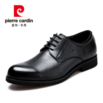 皮尔卡丹（pierre cardin）商务英伦时尚圆头系带男士皮鞋 黑色 38