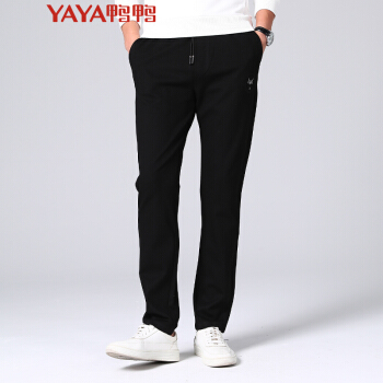 鸭鸭（YAYA）卫裤男2019新款运动裤男长裤子宽松直筒休闲裤GSXX7029 黑色 33