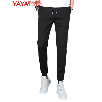 鸭鸭（YAYA）卫裤男2019新款修身时尚潮流休闲裤小脚裤运动裤W8850 黑色 3XL