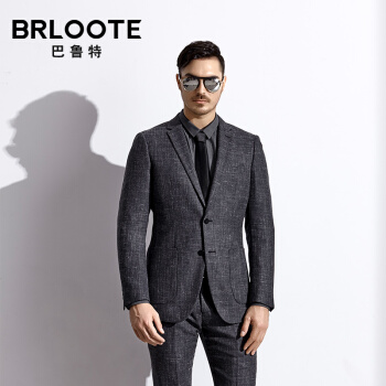 Brloote/巴鲁特男士套装西服商务花纱休闲西装便西上装春秋外套 灰色 190/108A