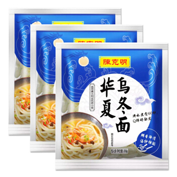 陈克明 面条 华夏乌冬面 200g×3（火锅食材 凉拌面 寿喜锅 早餐）