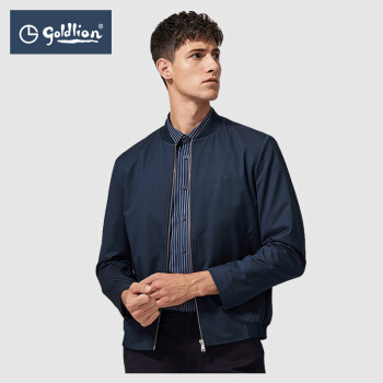 金利来2019秋冬新款男士手感柔软时尚棒球领夹克外套拉链款 宝蓝 XXXL