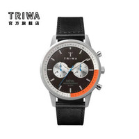 TRIWA北欧设计Nevil系列时尚潮流42mm银色表盘手表男浅灰色皮质表带小众手表男计时表 NEST123-SC010112 黑色