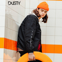 DUSTY2019潮牌男装春季新款反战系列印花教练夹克情侣装ins翻领抽绳外套qc 黑色 XL/180