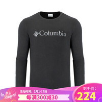 Columbia 哥伦比亚户外秋冬男士经典logo舒适透气吸湿圆领长袖T恤PM3541 010 L
