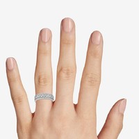 Blue Nile 三排式钻石榄尖形时尚戒指 （1/2 克拉总重量）