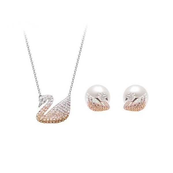 swarovski天鹅耳钉,swarovski天鹅耳环 商品swarovski 施华洛世奇 渐变天鹅项链耳钉套装