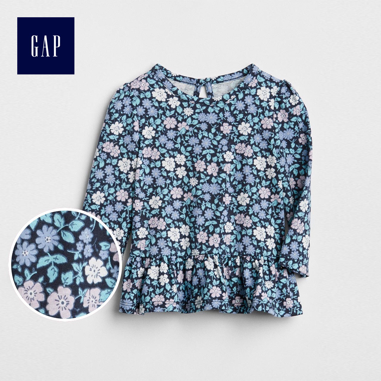 Gap 盖璞 女婴印花长袖T恤