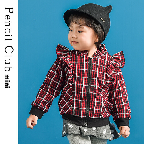 pencilclub 铅笔俱乐部 女童加厚格子外套