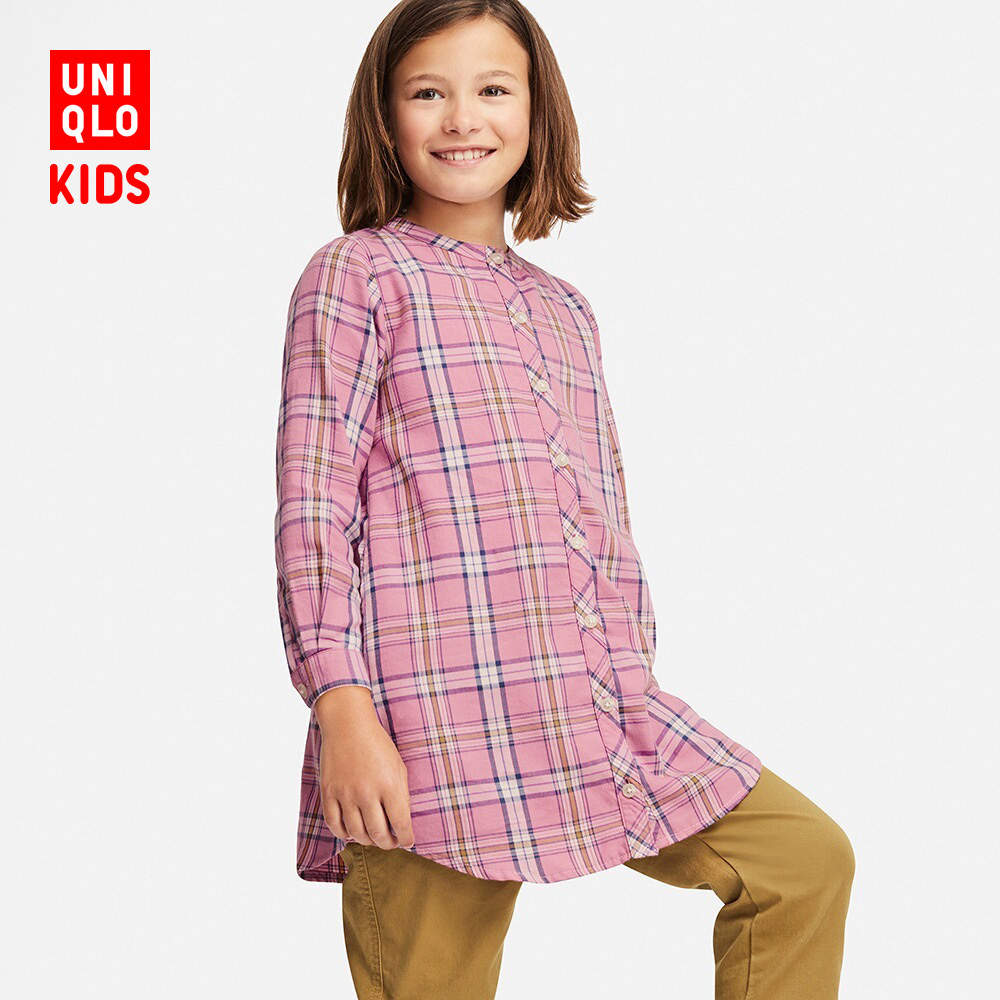 UNIQLO 优衣库 411216 女童法兰绒格子连衣裙
