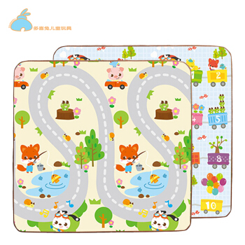 多喜兔儿童玩具 XPE材质双包加厚婴儿童爬行垫 趣味公路+嘟嘟小火车 180*200*2.0