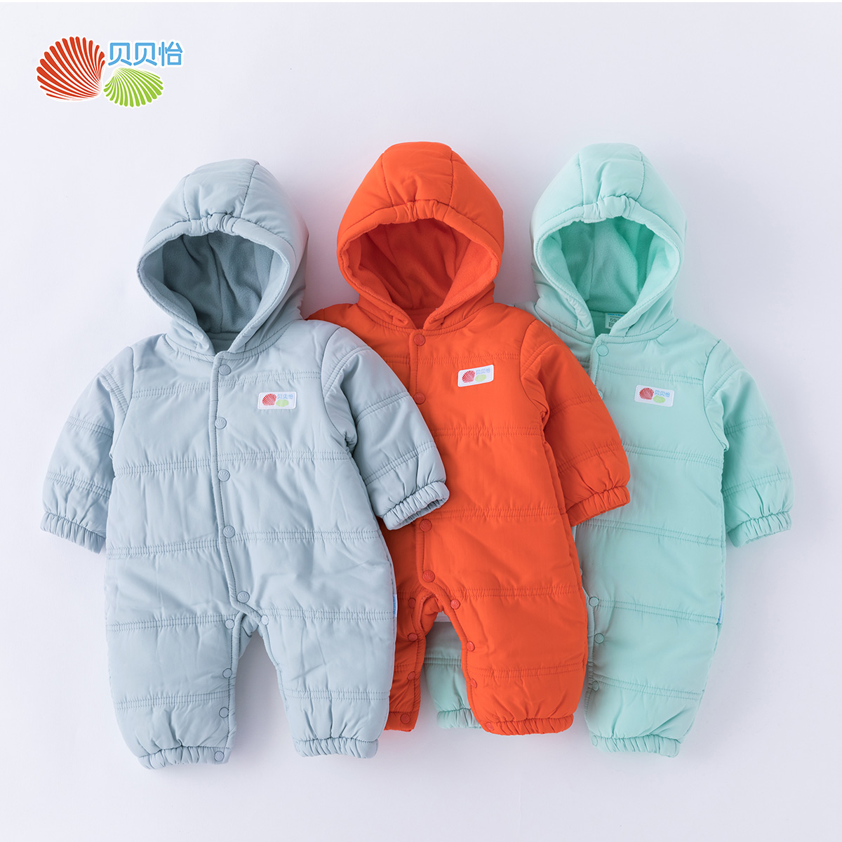 Bornbay 贝贝怡 婴儿加绒连帽连体衣